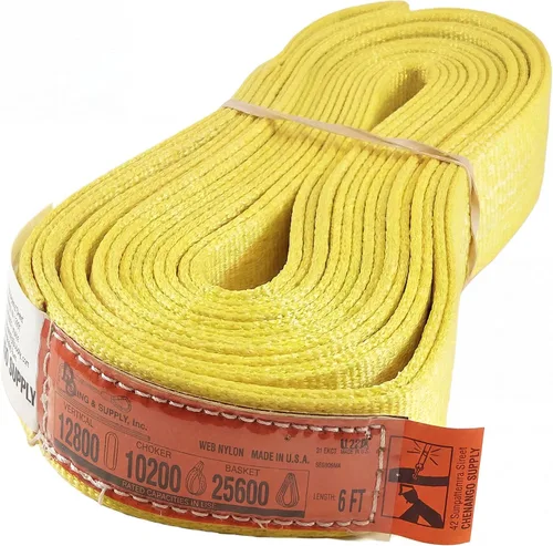 Vista 13 de DD Sling (fabricado en Estados Unidos) de 1 pulgada y 2 pulgadas de ancho por 4 pies a 12 pies de longitud en el listado, 2 capas, eslingas