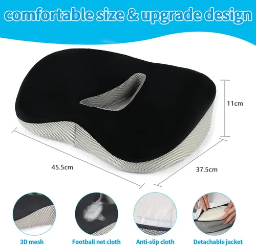 Vista 6 de Cojín de asiento de espuma viscoelástica, cojín de asiento de alivio de presión para dolor de coxis, almohada de cadera cómoda antideslizante, cojín