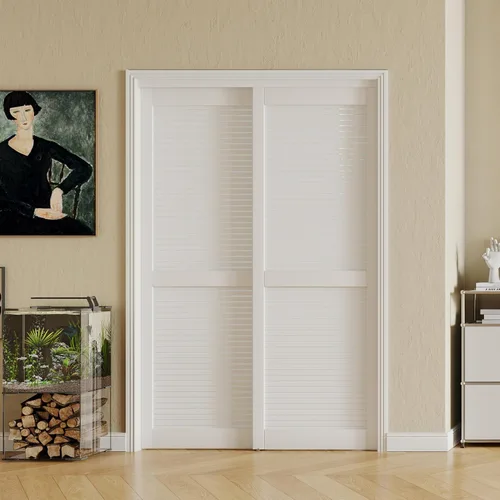 Vista 10 de 5-Panel Closet Doors, 48"(Double 25") x 80" Sliding Door for Bedrooms