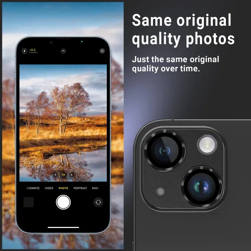 Vista 4 de Korecase Protector de lente de cámara para iPhone 14/iPhone 14 Plus, película de vidrio templado de metal para cámara, compatible con funda de lente
