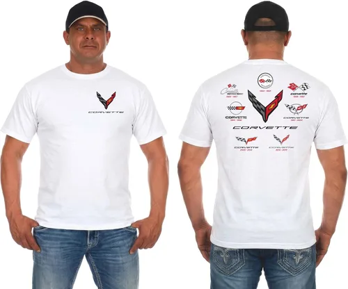 Vista 12 de JH DESIGN GROUP Camiseta de Corvette para Hombre C8 C7 C6 C5 C4 C3 C2 C1 Camisa de Collage Negro