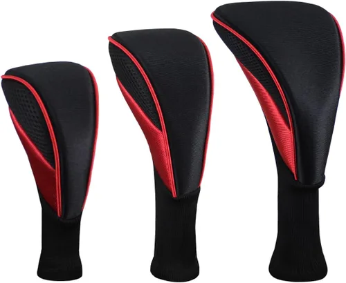 Vista 10 de Scott Edward Fundas para cabezas de palos de golf para híbridos de Fairway Woods, 3 piezas de cuello largo de malla para palos de golf con etiquetas