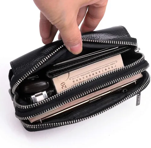 Vista 6 de Leather Waist Pack Belt Holster for Men Women Clip Holder Outdoor Travel Cover Pouch Purse Fanny Bag Cell Phone Case