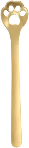 Vista 10 de Cuchara de pata de perro y gato, cuchara de café de acero inoxidable, cuchara de postre, cucharaditas, cucharaditas de vajilla para pastel