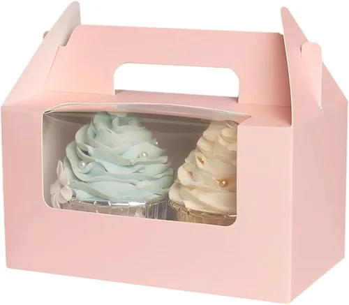 Vista 8 de qiqee Cajas para magdalenas verdes, soportes individuales desechables para magdalenas, 50 piezas, cajas individuales para magdalenas con ventana