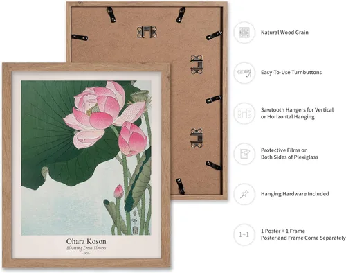 Vista 2 de Poster Master Vintage Ohara Koson Poster - Retro Blooming Lotus Flowers Print - Japanese Art - Flower Illustration - Aesthetic Design - Floral