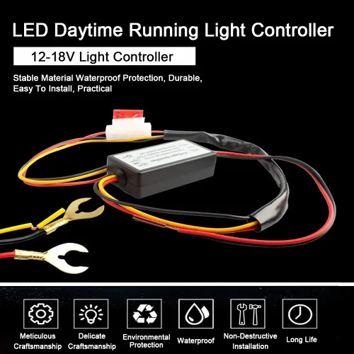 Vista 2 de Controlador DRL 12-18V Auto Car LED Daytime Running Light Controlador LED On/Off Luz antiniebla Interruptor Controlador Accesorios de coche