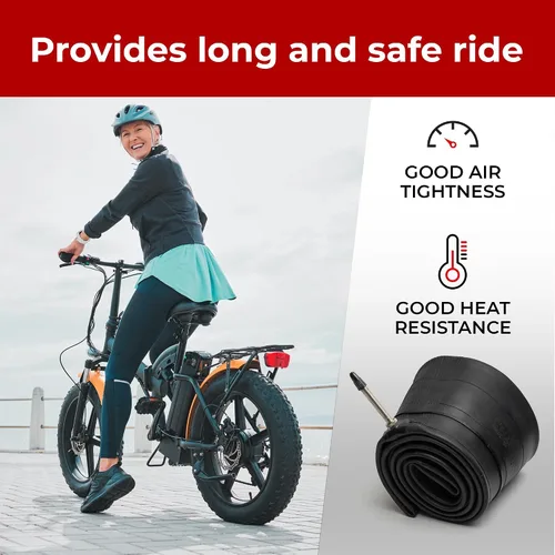 Vista 5 de Fincci Durable 20x4.0 Fat Tire Tube - Pair 20 Inch Bike Tube with Presta/Schrader Valve – Value Pack, Reliable Air Retention and Easy to Install 2X