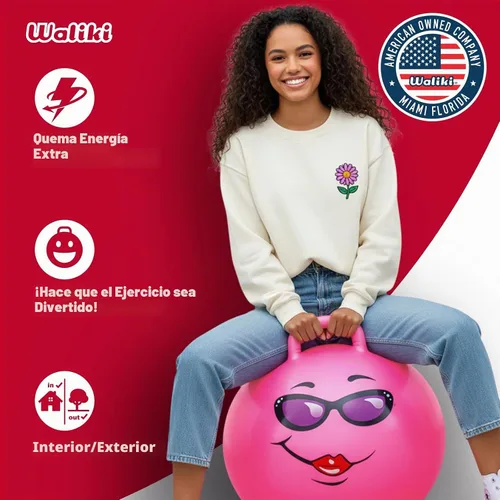 Vista 2 de WALIKI Bola Hippity Hop para adolescentes Hopper rosa de 22 pulgadas Bola de salto y salto para juego activo y diversión al aire libre
