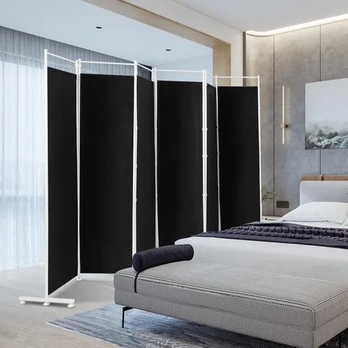 Vista 8 de Nightcore Divisor de habitación de 6 pies, divisor de pared plegable de 6 paneles, partición independiente con almohadillas ajustables