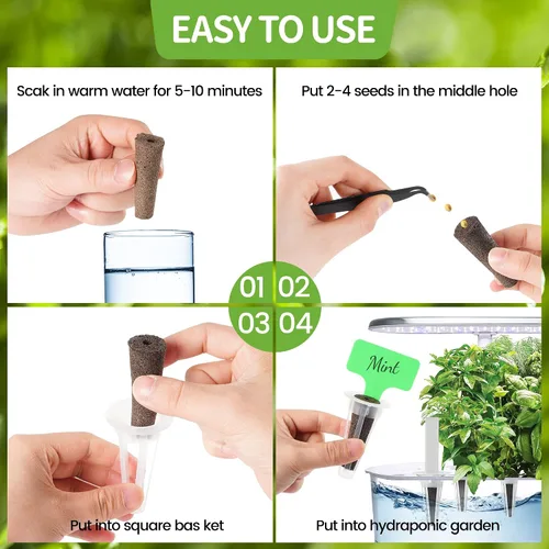 Vista 6 de Kit de cápsulas de semillas para AeroGarden, 30 esponjas de cultivo con nutrientes A & B, 1 pinzas, 10 etiquetas, cápsulas de arranque de semillas