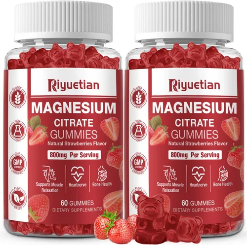 Vista 7 de Gomitas de citrato de magnesio extra fuertes de 800 mg - Gomitas veganas - Apoya la relajación y la energía para adultos - 60