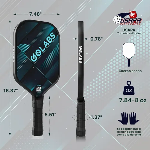 Vista 6 de Golabs Pickleball Paddles Set of 2,Fiberglass USAPA Approved 16mm Thickness