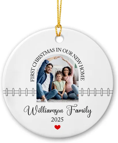 Vista 9 de Marco de fotos conmemorativo personalizado para mascotas, adorno de Navidad 2025, Un pedazo de mi corazón vive en el cielo, adorno de cerámica