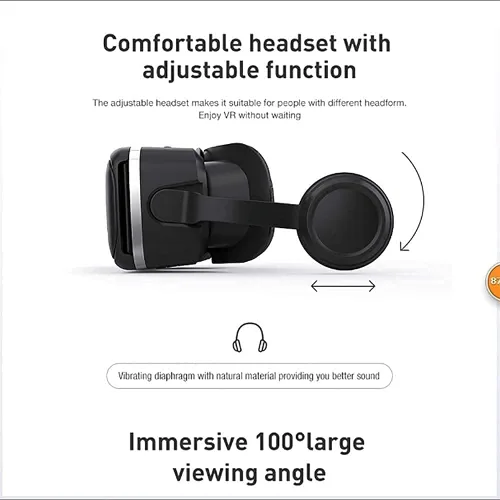 Vista 2 de Virtual Reality VR Headset, 3D Glasses Headset VR Goggles, Virtual Reality Glasses with Adjustable Earphones & One-Button Call Answering, for Gaming
