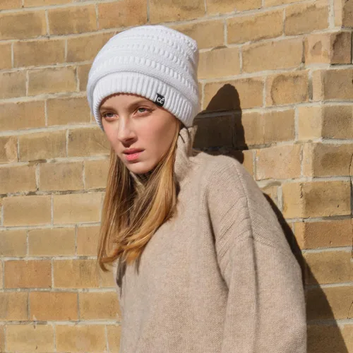 Vista 3 de C.C Winter Oversized Beanie Hat with Fuzzy Lining – Thick Knit Thermal Beanie for Cold Weather, Soft Warm Fleece Lined Cap