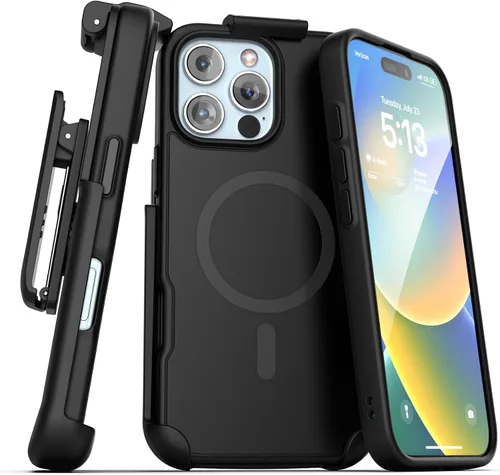 Vista 14 de Encased SlimShield para iPhone 14 Funda con Clip para Cinturón con Soporte para Teléfono (Compatible con MagSafe) Negro Mate (iPhone 14)