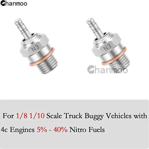 Vista 3 de 2 piezas 70117H Hot Glow Plugs No.3 N3 N4#3 #4 Spark Nitro Engine Parts Reemplazan OS para Traxxas Losi HPI Redcat HSP Himoto RC Car Truck Buggy (N3)