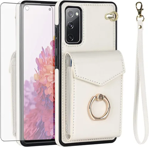 Vista 7 de Asuwish Funda de teléfono para Samsung Galaxy S20 FE 5G de 6.5 pulgadas con protector de pantalla de vidrio templado y anillo RFID tarjetero celular