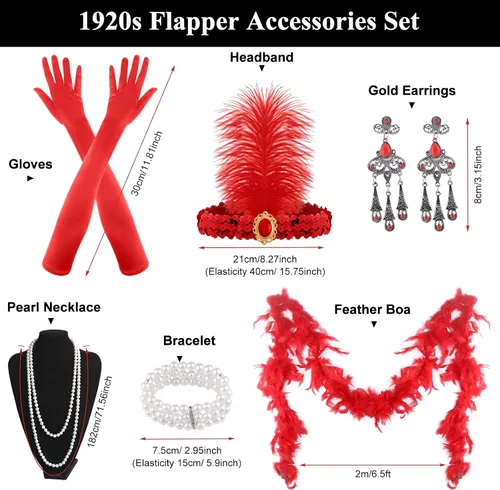 Vista 3 de FEPITO Juego de accesorios de gran Gatsby de los años 20 para mujer con diadema