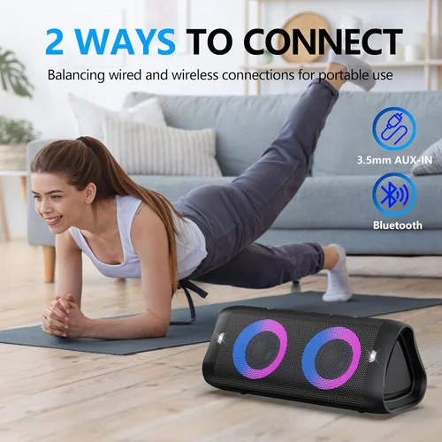 Vista 11 de DONOW Altavoz Bluetooth portátil 30W sonido estéreo, aumento de graves Negro