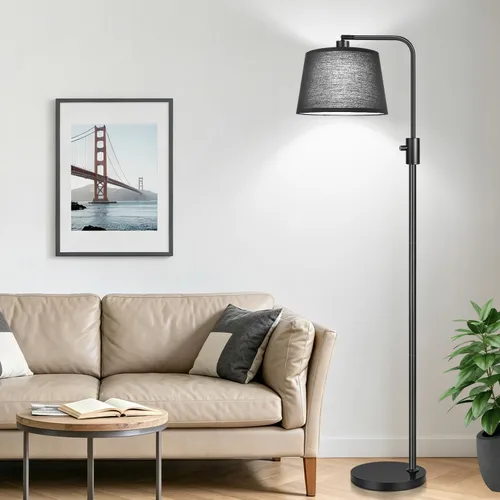 Vista 8 de Nintiue [Actualizada] Lámpara de pie regulable, bombilla LED Edison de 1000 lúmenes incluida, pantalla negra, lámpara de pie alta moderna de arco