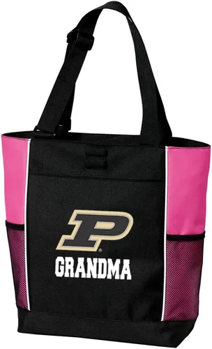 Vista 7 de Broad Bay Official Purdue Tote Bag Zippered Travel Carryall Boilermakers Logo, 600D Canvas, Adjustable Handles, Front Pocket, Side Mesh Pockets