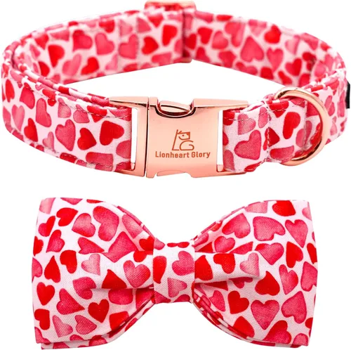 Vista 31 de Lionheart glory - Collar de perro de San Valentín, collares para perros con lazo, collares para mascotas ajustables con lazo para perros pequeños