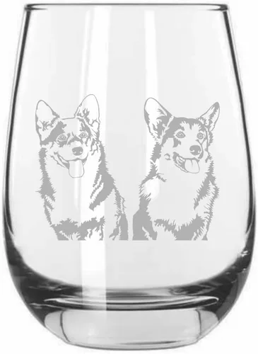Vista 315 de Shar Pei (chino) - Vaso de vino sin tallo grabado para perro, 15.25 onzas