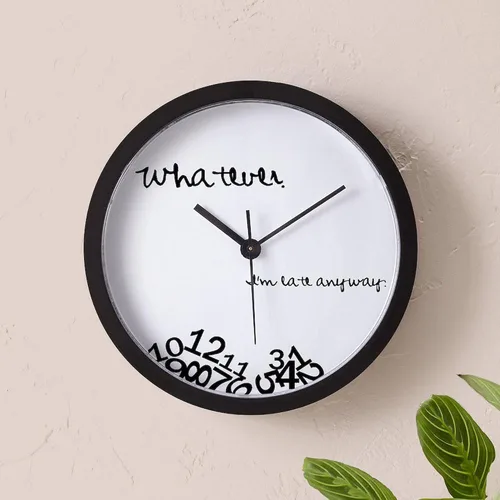 Vista 5 de CafePress Late Anyway - Reloj de pared de 10 pulgadas para sala de estar, cocina u oficina