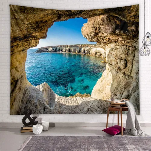 Vista 9 de Llamazing - Tapiz de paisaje forestal para decoración del hogar - Tapiz mágico para sala de estar y dormitorio