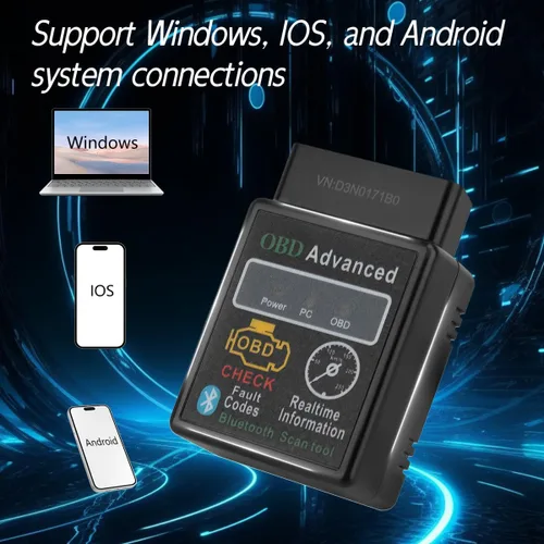 Vista 3 de OBD2 Herramienta de escaneo de diagnóstico de automóvil - Lector de fallas del motor, datos en vivo, soporte para iOS y Android, automoción, voltaje
