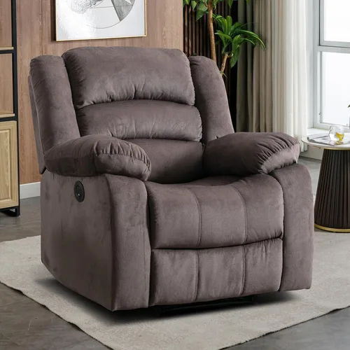 Vista 15 de EBELLO Silla reclinable eléctrica clásica, de piel sintética, de gran tamaño, con cojín suave y respaldo, sofá con cómodo sillón para sala de estar