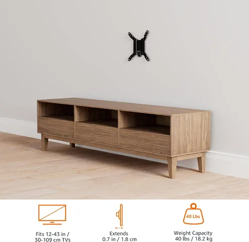 Vista 12 de Amazon Basics Soporte de pared fijo plano para TV se ajusta a TVs de 12 a 40 pulgadas y VESA 200x200, negro