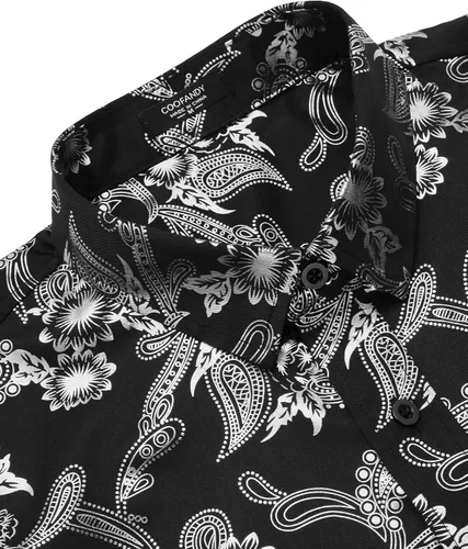 Vista 5 de COOFANDY Camisas de estilo informal con diseños florales y botones para hombre