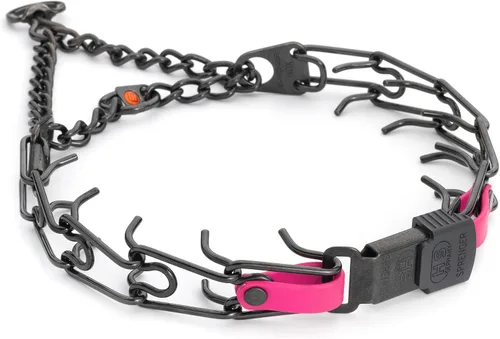 Vista 22 de Collar para Perro Herm Sprenger de Acero Inoxidable Negro con Hebilla de Liberación Rápida ClicLock y Inserción de Biothane Collar de Entrenamiento