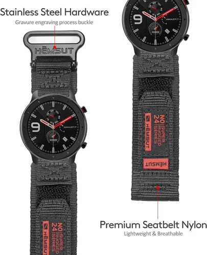 Vista 3 de Correas de reloj compatibles con Amazfit, correa deportiva de nailon resistente con diseño de bucle tejido para Amazfit GTR 2e/GTR 2/GTR 3 Pro/GTR