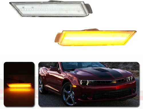 Vista 10 de Para 2010 2011 2012 2013 2014 2015 Chevrolet Camaro parachoques trasero y delantero lateral marcador carcasas 4 unids Carcasa ámbar+Carcasa roja