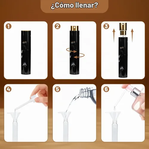 Vista 5 de Vitog - Atomizador de perfume de viaje de 10 ml con textura de mármol recargable, dispensador de colonia vacío mini botella de spray con embudo