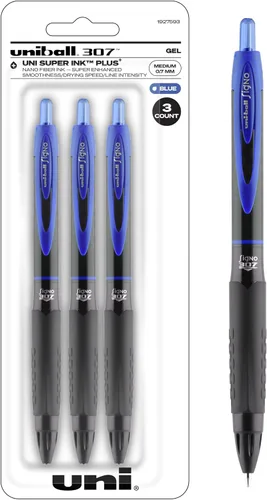 Vista 7 de Uniball 307 - Bolígrafos de gel de micropunta de 0.020 in, paquete de 3 bolígrafos de colores surtidos, punta fina, escritura suave, bolígrafos a