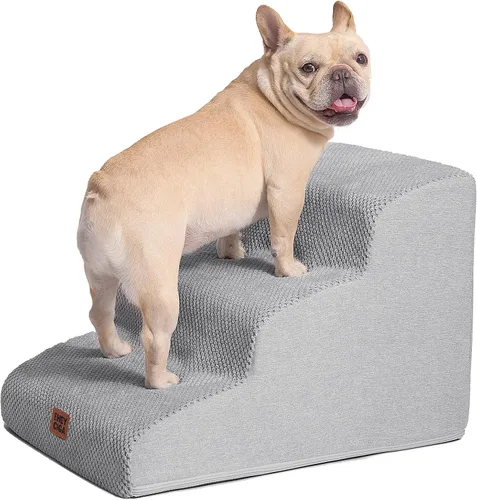 Vista 26 de EHEYCIGA Rampa curvada para escaleras para perros, camas altas de 4