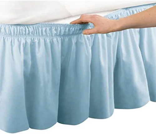 Vista 6 de Falda para cama plisada de tres lados, de algodón egipcio, elástica, caída de 15 pulgadas, para camas Individual / Matrimonio, Queen y King