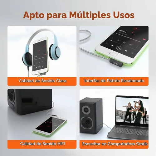 Vista 6 de Cable de audio de 0.1 in TRRS de 1.5 pies, cable auxiliar estéreo