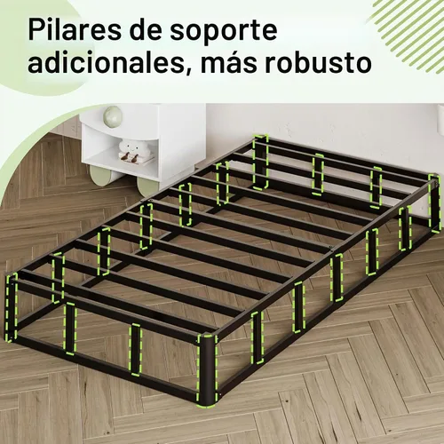 Vista 3 de Seiugaga - Base de cama de metal de 10 pulgadas con cubierta de tela