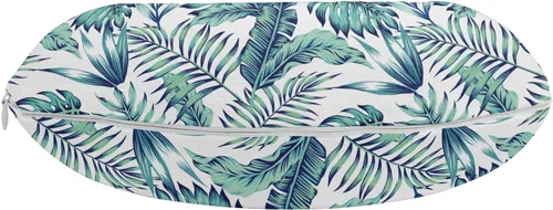 Vista 2 de Lunarable Tropical Travel Pillow Neck Rest, Art Beach Related Ornamental Exotic Jungle Palm Aloha Leaf Plants Pattern, Memory Foam Traveling