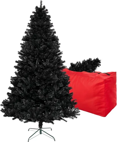 Vista 11 de Árbol de Navidad artificial negro de 4 pies, árbol de Navidad pequeño falso