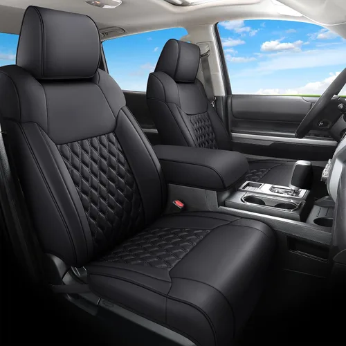 Vista 18 de Huidasource Fundas para asiento trasero de automóvil, de cuero (fila trasera, negro)