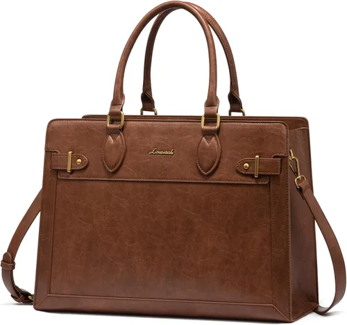 Vista 17 de LOVEVOOK Bolsa para laptop para mujeres, Bolsa tote grande de cuero PU de 15.6 pulgadas, Bolsa de trabajo profesional para maestras, Maletín
