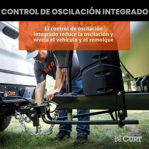 Vista 4 de CURT 17601 TruTrack 2P Enganche de distribución de peso de barra redonda con 2X control de balanceo, hasta 10K, vástago de 2 pulgadas, bola