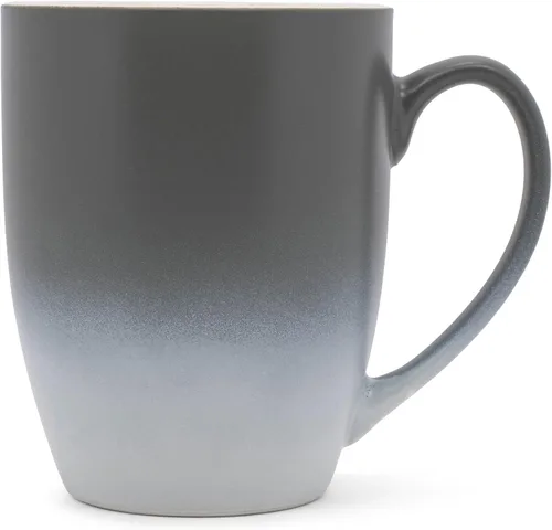 Vista 9 de Elanze Designs Magenta blanco dos tonos Ombre mate taza de café de cerámica de 12 onzas Magenta y blanco.